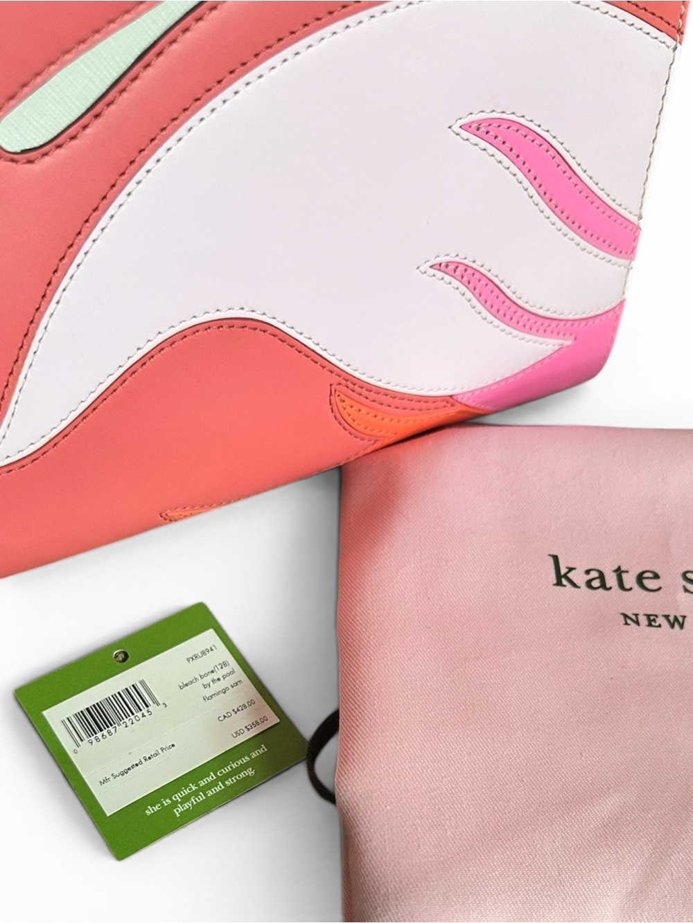 Kate Spade Flamingo Satchel NWT Pink White Novelty Tote w/ Dust Bag - Picture 7 of 17